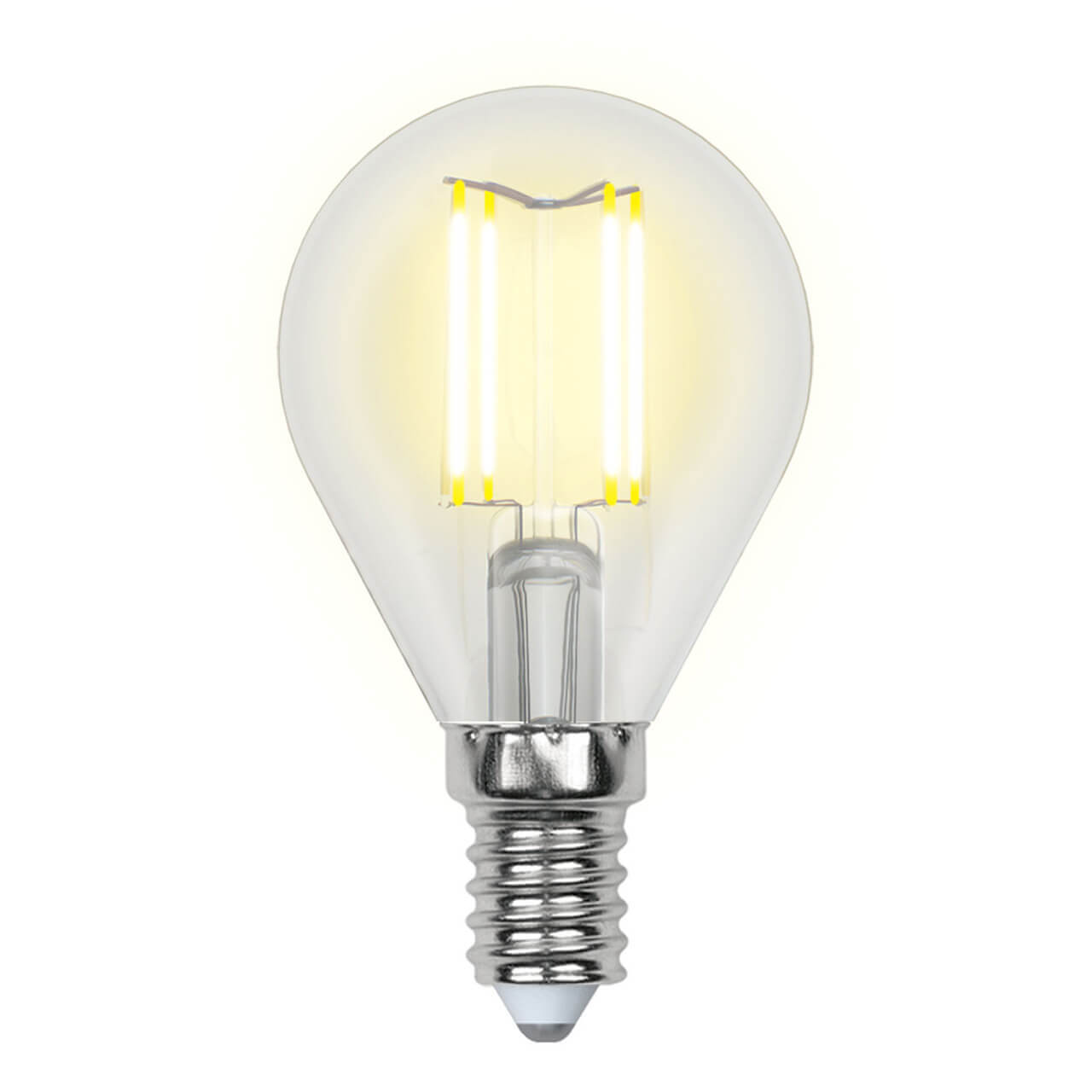 Лампа светодиодная филаментная Uniel E14 6W 3000K прозрачная LED-G45-6W/WW/E14/CL GLA01TR UL-00002201
