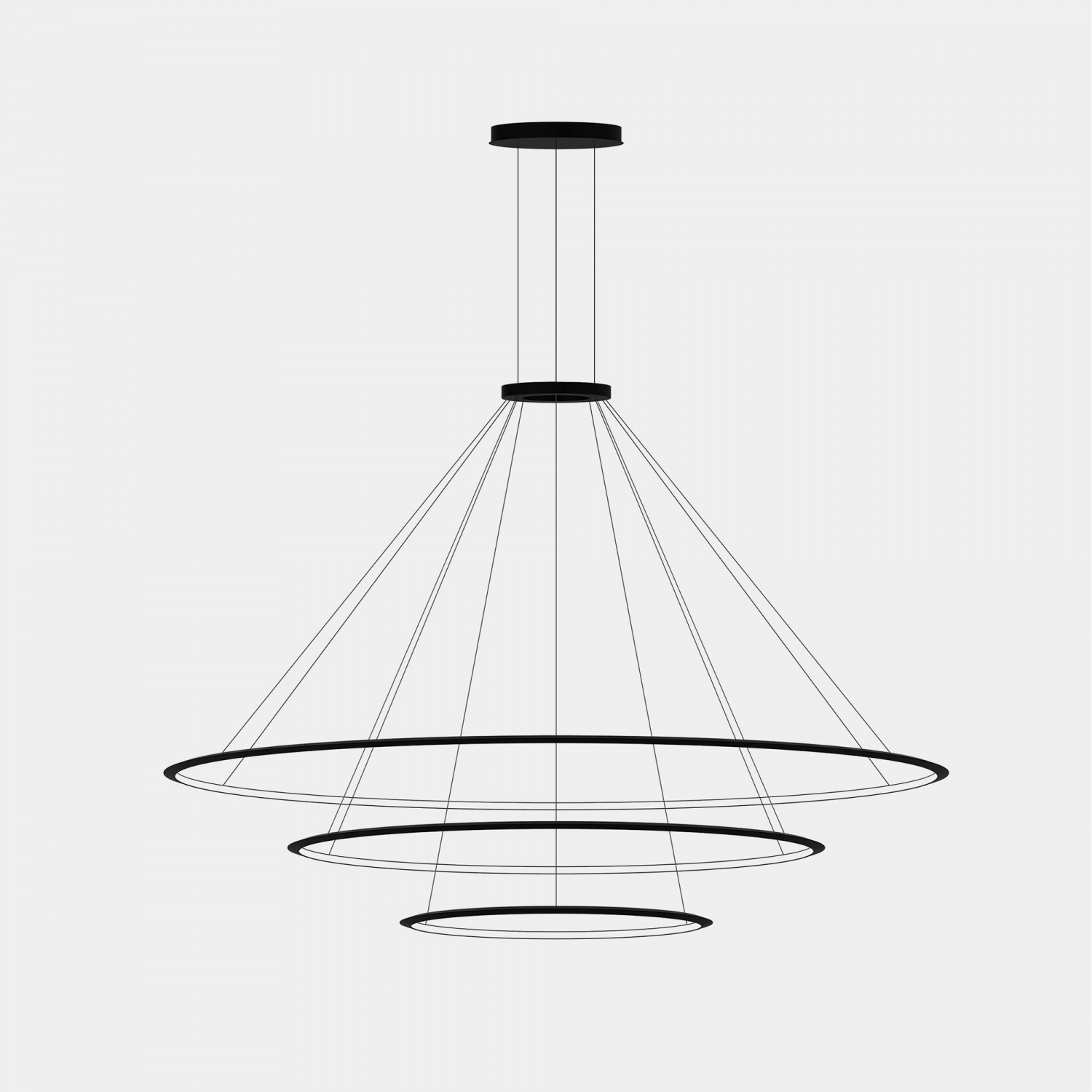 Люстра Circular Inward Light 3 кольца черная ø3000 ø2000 ø1200
