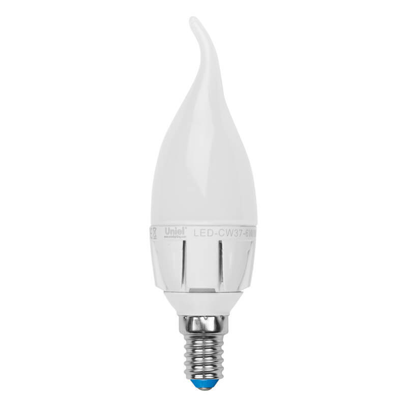 Лампа светодиодная диммируемая Uniel E14 6W 3000K матовая LED-CW37-6W/WW/E14/FR/DIM PLP01WH UL-00000691