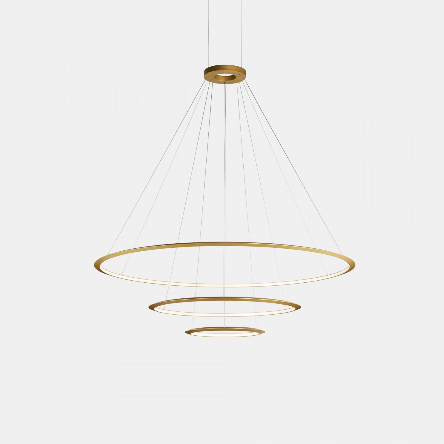 Люстра Circular Inward Light 3 кольца золотая ø1200 ø900 ø600