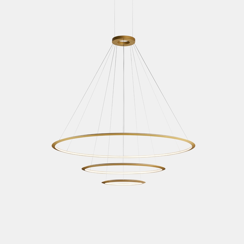 Люстра Circular Inward Light 3 кольца золотая ø3000 ø2000 ø1200