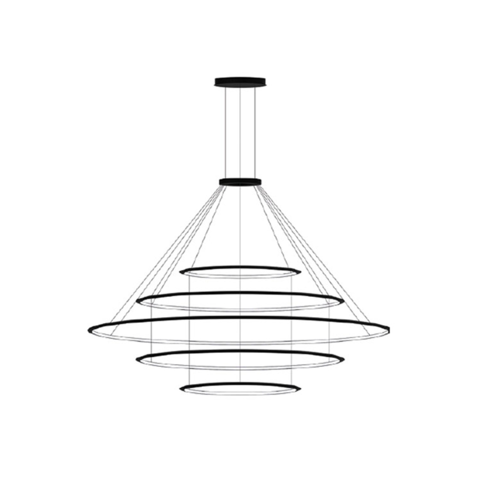 Люстра Circular Inward Light 5 колец черная ø1200 ø2000 ø3000 ø2000 ø1200